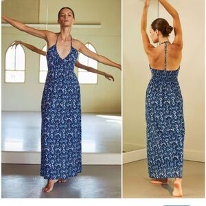 XiRENA Blue and White Maggie Seashells Floral Maxi Dress. Size XS